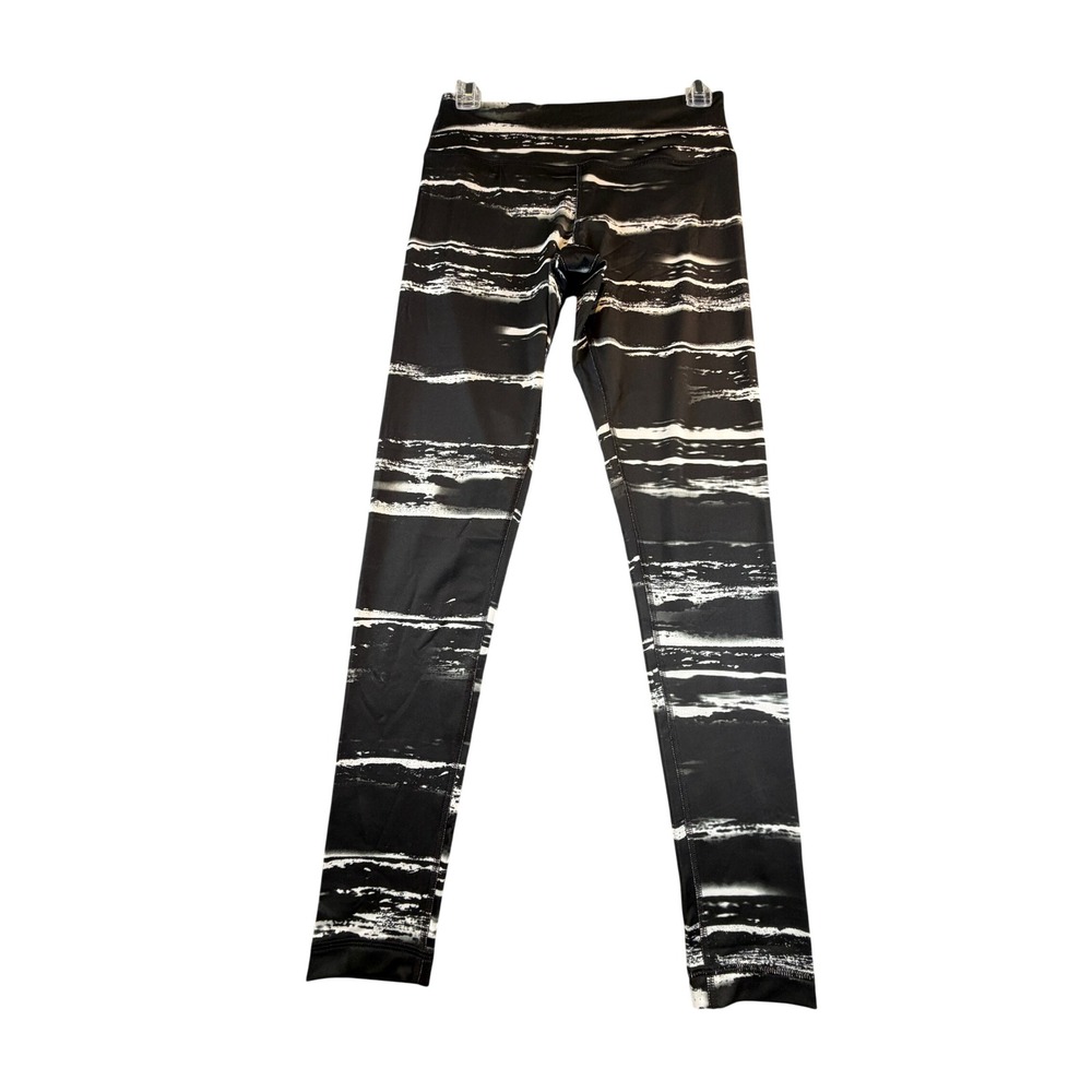 90 Degree by Reflex Womens Black White Abstract Brushstroke Leggings Small